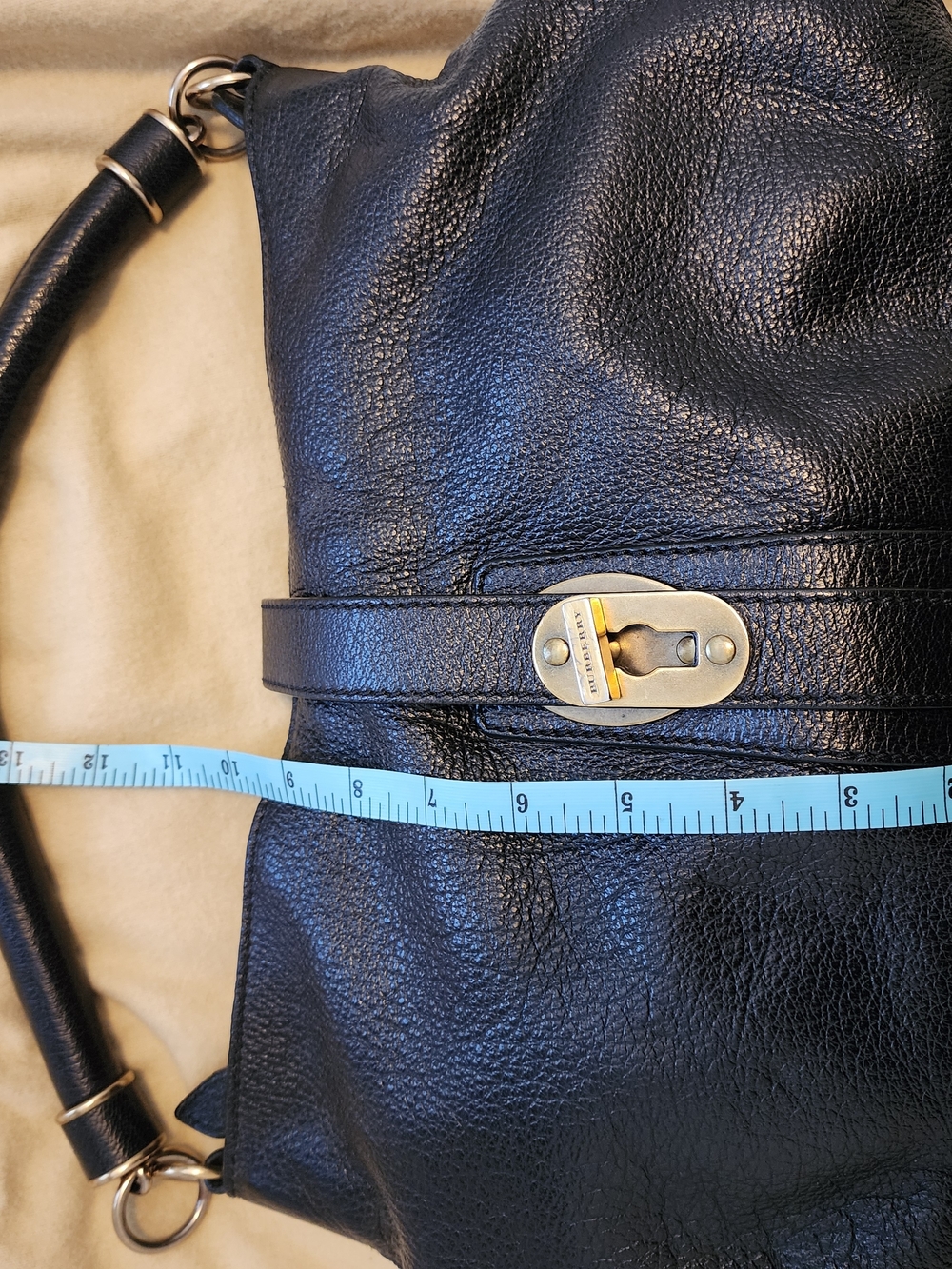 Burberry Vintage Genuine Black Leather Shoulder Bag with Antique Gold Hardware - Picture 10 of 12